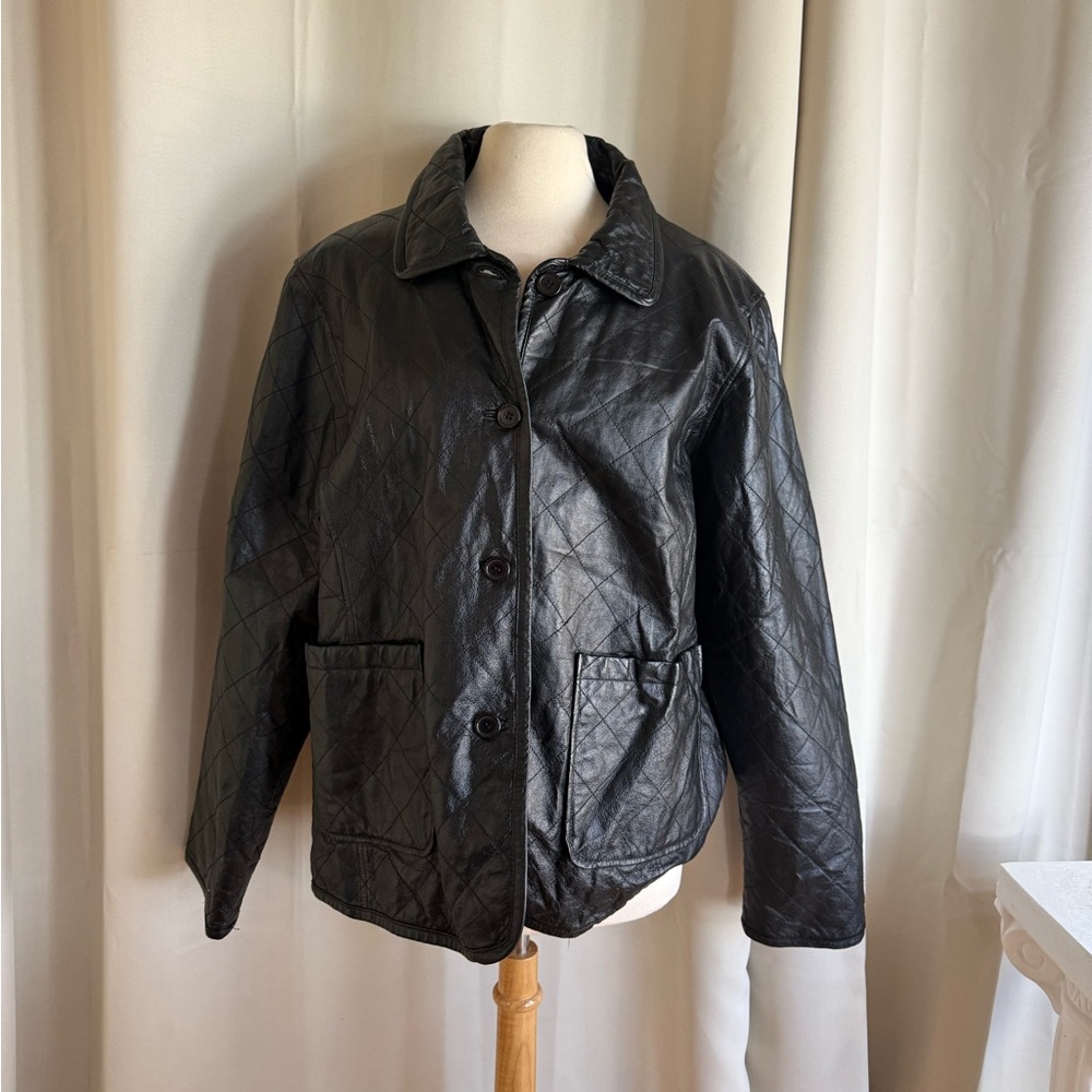 Vintage Black Quilted Leather Bomber